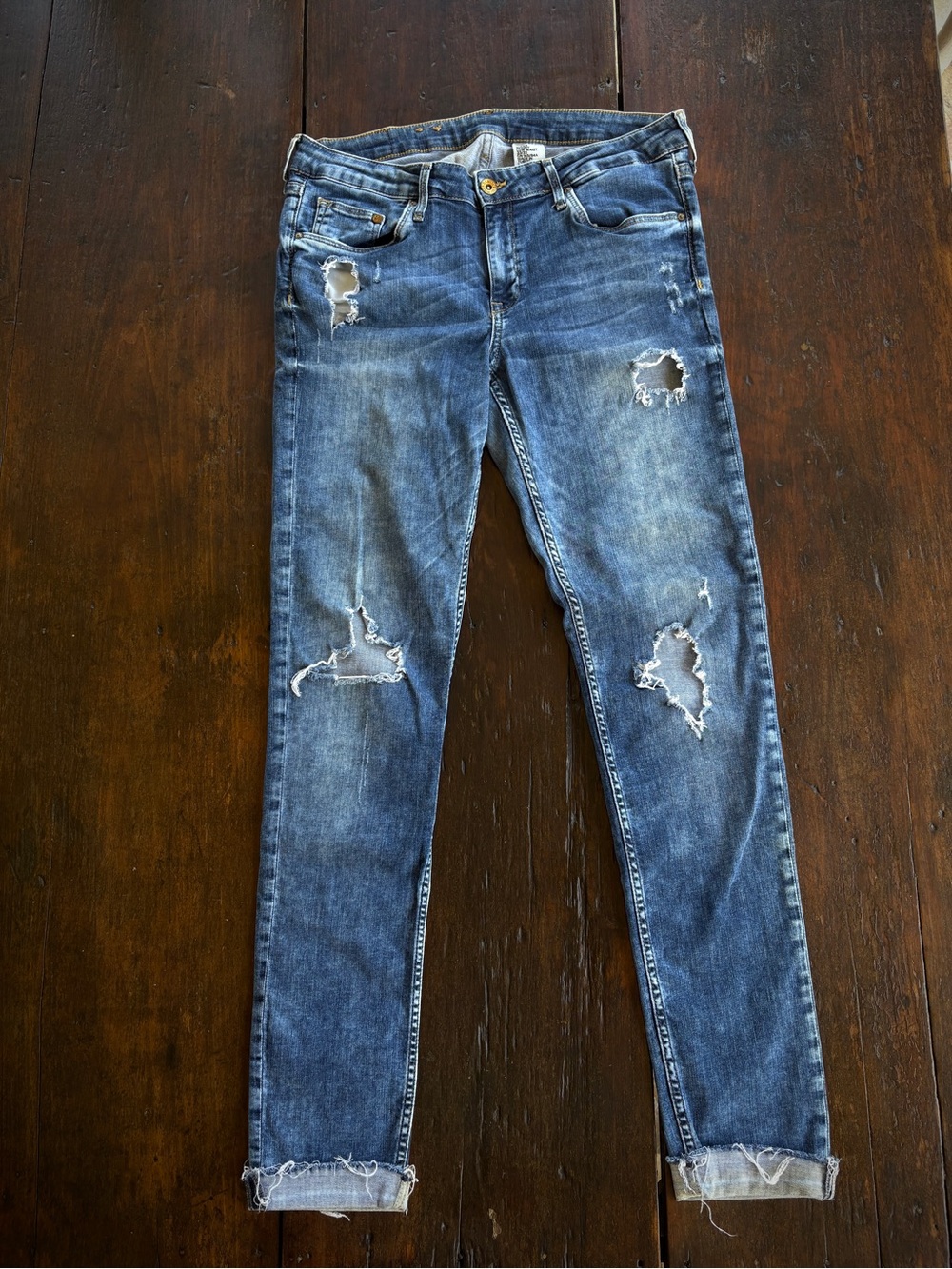 H&M Distressed Blue Skinny Jeans